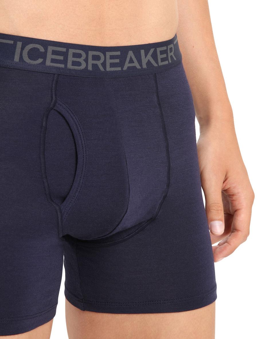 Sous Vêtement Icebreaker Merino Anatomica Boxers With Fly Homme Bleu Marine | FR 1307OKIR